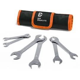 Der Erwachte Super-Thin Open End Wrench Set, SAE, 6-Piece, Including 3/8", 7/16", 1/2", 9/16", 5/8"，11/16", 3/4", 13/16", 7/8", 15/16", 1", 1-1/16", Slim Wrench Set with Rolling Pouch