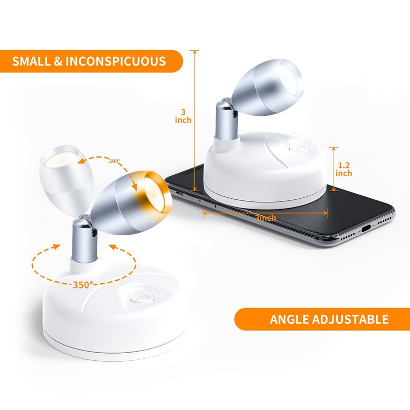 HFCDL Battery Operated Spotlight Indoor with Remote Warm/Neutral/Cool White 3-Mode