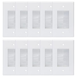 Kebulldola Wall Cable Pass Through Wall Plate (10 Pack), 1 Gang Brush Wall Plate for Low Voltage Cables and Power Cords in-Wall Installation, Including Coaxial, HDMI, Ethernet Cables and Speaker Wires