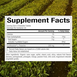 Natural Factors Suntheanine L-teanina 100 mg - Suplemento de salud para una perspectiva tranquila - Suplemento de L-teanina apoya el sueo relajante y 