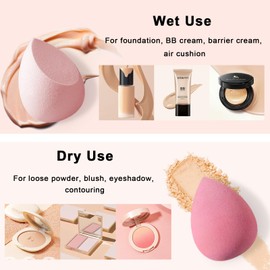14 Pcs Makeup Blender Sponge Set, 2024 Soft Beauty Blender with 1Pcs Stand and 4 pcs Mini Make-up Sponges and Puffs, Latex Free Makeup Sponge Dry & Wet Use for Foundations, BB Creams, Concealer (Pink)