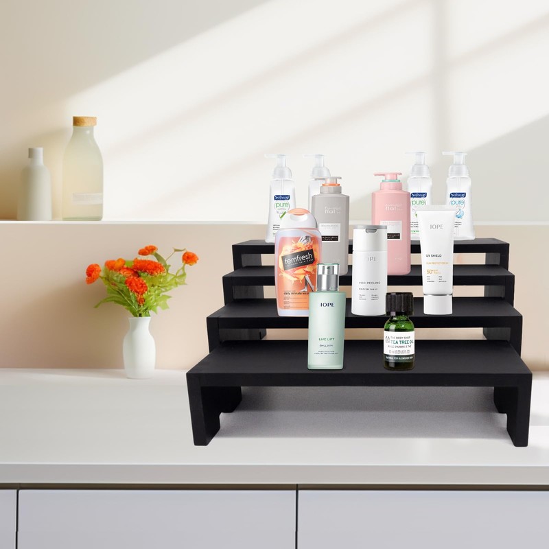 Yikaroeli Large Display Wood Risers Wooden Stand 8 Tier Wood