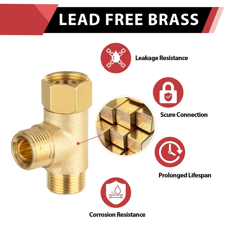 EFIELD Angle Stop Add-on Tee Valve, 3/8" Compression Inlet x