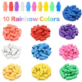 Sikao 600 Pack Pencil Erasers, Pencil Top Erasers for Kids Bulk, Small Eraser Toppers, Cap Erasers, Cute Erasers Set School Supplies Mixed10 Colors