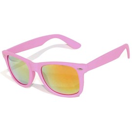 OWL Vintage Horn Rimmed Sunglasses Womens Mens, UV Protected Mirror Lens Vintage Shades, Matte Frame Pink Sun Glasses
