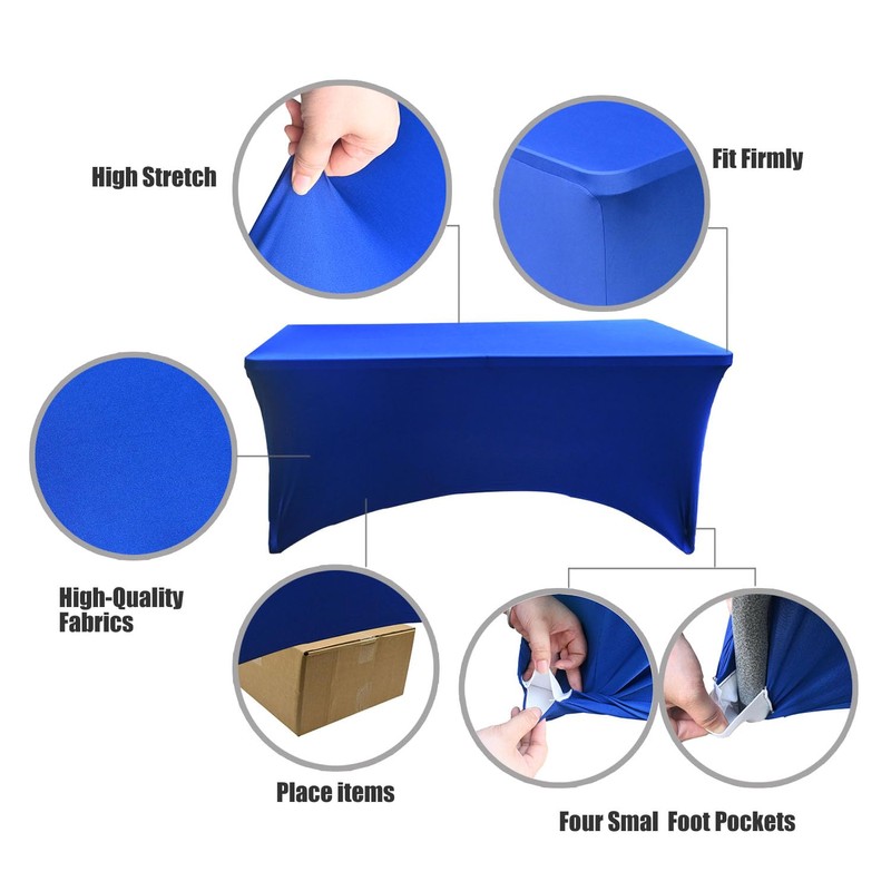 Yoquare 1 Pack Thick Blue 8FT Spandex Table Cover -