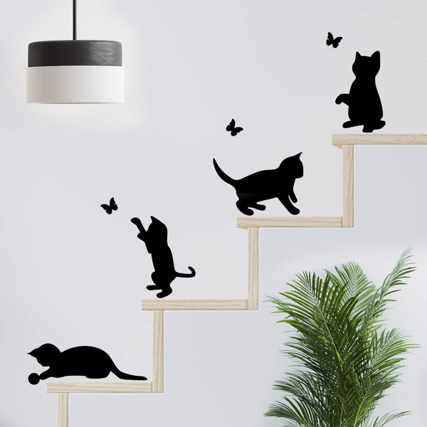 Funny Cats Jumping Wall Stickers Living Room Cat Sticker Decor Wallpaper Art Switch Decal Black Vinyl Butterfly Decoration Kitchen Home Child Bedroom Dog Cute Moon