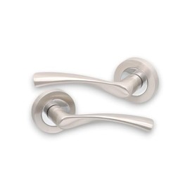 Infinity Decor Pack of Twisted Dual Tone Lever Door Pull Handles on Sprung Rose Set - Ideal for Interior & Exterior Doors