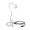 ledscom.de KLUK Swan Neck Clamp Light, Switch, Matte White, 1x