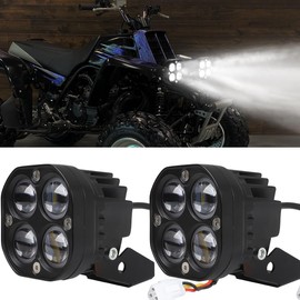 2 x Headlights Head Lights Kit Assembly For YAMAHA BANSHEE ATV Lights 3500LM 6000K Dual Color for High Low beam With Headlight Mounting Brackets Mounts (2002-2006 Plug-N-Play)