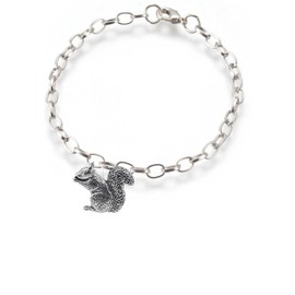 A35 Sitting Squirrel fine lead free English Pewter charm on a belcher link chain anklet bracelet