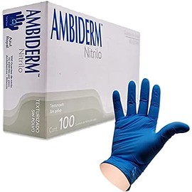 AMBIDERM - Guante Desechable de Nitrilo Chico Caja Con 100 Piezas (Azul Royal)
