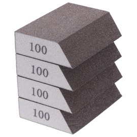 HARFINGTON 4pcs Sanding Sponge Blocks 240-320 Grit Sanding Sponge with Angled Edge 4"x2.8"x1", Washable and Reusable Foam Sanding Block for Polishing Kitchen Metal Wood Drywall Home