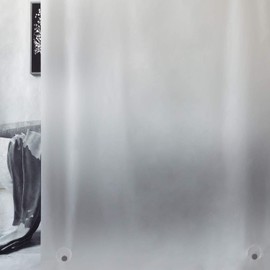 WELTRXE Shower Curtain with Bottom Weight Magnet, Waterproof EVA Curtain for Shower and Bath, Child-Friendly, Soft Thin Bath Curtains, 0.1 mm Thick, 120 x 180 cm, Semitransparent Matte Glassy, incl. 8