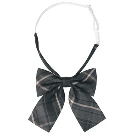[Elerevyo] Women's Plaid Cotton Pre-tied Funny Bow Tie for Party Costume, charcoal gray