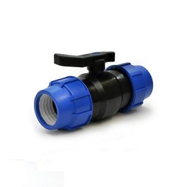 PP Ball Valve 2-Way Clamping Sleeve 32 x 32 mm Clamp x Clamp Fitting Clamp Connector Ball Valve Shut-off Valve with Double-Sided Compression Fitting for PE Pipes Shut-off Ball Valve, PN 16 Bar
