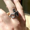 THJEW Unisex Antique Silver Wrap Snake Ring,Cool Retro S925 Sterling
