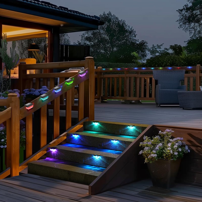 Herzila 16 Pack Solar Fence Lights, RGB Color Changing Christmas