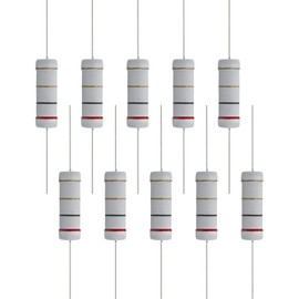 FOCMKEAS 10 PCS 2 Ohm Resistor Axial Lead, 5W 5% Tolerance Metal Oxide Film Resistor, Flame Proof for DIY Electronic, Audio-Video Projects