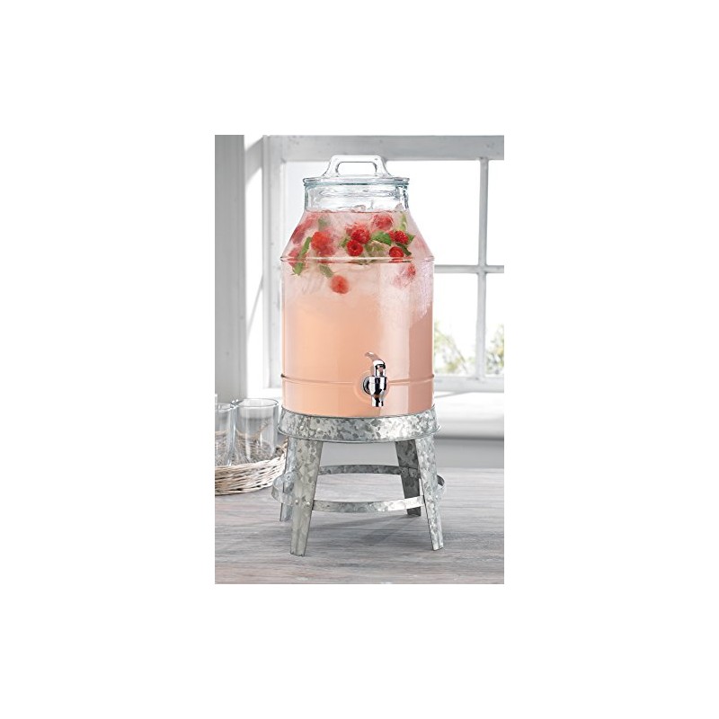 Classic Ice Cold Clear Glass Mason Jug Drink Beverage Dispenser