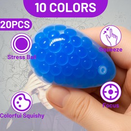 Pack of 20 Party Bags Children's Birthday Squishy Stress Ball, Soft Squishy Stress Balls, Relaxation for Children and Adults, Anti-Stress Balls Children's Birthday Party Favours, Random Colours