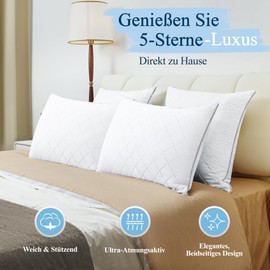 Orange Wave Pillow 40 x 80 cm, Set of 2 - 2 x 950 g Microfibre Sleeping Pillow, Soft & Breathable, Washable & Hypoallergenic, Oeko-Tex Certified Pillow for Side Sleepers and Back Sleepers