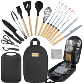 Camping Cooking Utensils Set, Silicone Cookware for Travel BBQ