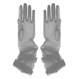 Aniler Women's 27'' Long Tulle Gloves Sheer Wedding Bridal Gloves Elbow Length Opera Party Gloves (Gray)
