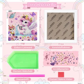 ZJKUBOIS Diamond Painting with Wooden Frame, DIY Diamond Painting Unicorn Craft Set for Girls Children, Pictures Unicorn Squirrel 15 x 15 cm, Diamond Pictures Arts Craft for Home Wall Decor