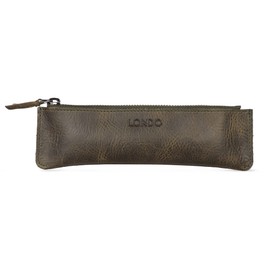 Londo Genuine Leather Pen Case with Zipper Closure, Pencil Pouch Stationery Bag (Green)