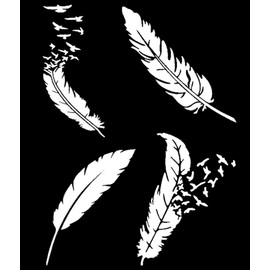 Feather Decal 4 Pack: Birds Flying from Feathers, Feathers Turning Into Birds, Feathers (Feathers White)