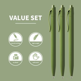 deegtran Pens Bulk, 50 Pack No Bleed Sage Green Click Pen, Wholesale Retractable Ballpoint Pens, Pens Medium Point, Smooth Ink Pen, 1.0MM Sage Green Ink