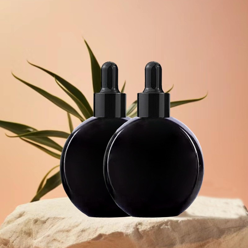 PYAWI 6Pcs,2 oz Black Glass Dropper Bottles for Essential Oils,60ml