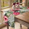 Table Runner Spring Green Leaf Table Runner Tropical Palm Pink