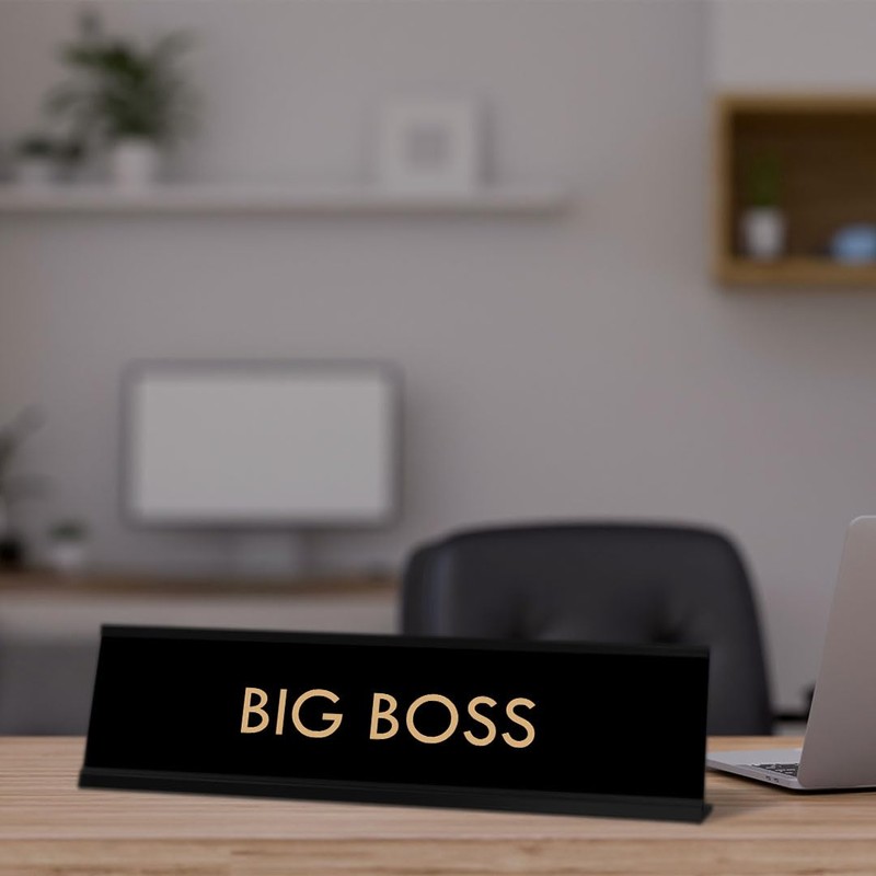 The Boss Novelty Desk Sign. Black Frame | (2 x