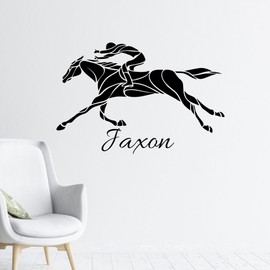 Horse Rider Wall Stickers, Male Jumping Horse Racing Equitation Vinyl Decals, Boy's Room Nursery Decor Equestrian Stickers