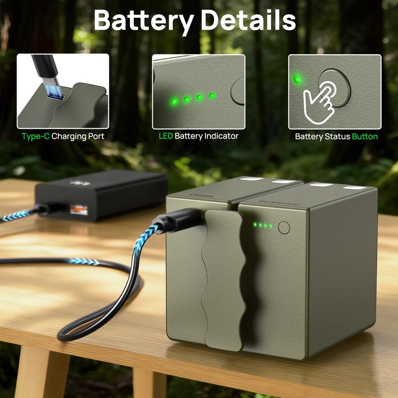 Adicop 2-Pack 6500mAh Rechargeable Lithium Battery Pack