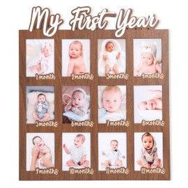 My First Year Photo Frame - 12 Months Photos Decoration, Newborn's First Twelve Months Photo Collage, One Year Birthday Monthly Milestone, 1st Nursery Photo Collage Display Board