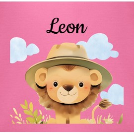 Baby Lätzchen - Süßer Safari Löwe personalisiert I Löwen Geschenk für Kinder mit Name I Kindermotiv Löwe I König der Tiere I Lion I Leo I Safari Tiere - Unisize - Pink - personalisiertes