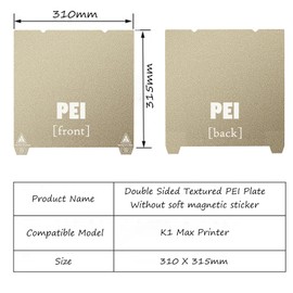 LANKEGU Double Side Texture PEI Build Plate for Creality K1 Max, 3D Printer Textured PEI Spring Steel Plate Print Bed for K1 Max 315x310mm
