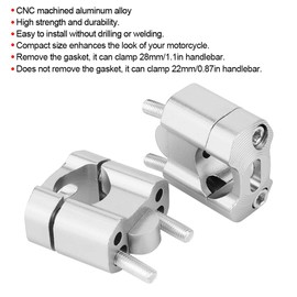1 Pair Motorcycle Handlebar Risers, 22 mm/28 mm, 1/8 Inch 7/8 Inch CNC Aluminium Alloy Universal Motorcycle Handlebar Mount Clamps (Silver)