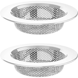 Tomario 2 Pack Stainless Steel Kitchen Sink Strainer, Standard Sink Drain Protector Hair Catcher for Kitchen Bathroom Kitchen Dishwasher Safe (External Diameter 4.5 Inch & Inner Diameter 2.95 Inch)