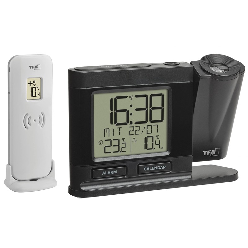 TFA Dostmann 60.5018.01 Wireless Projection Alarm Clock with Outdoor Transmitter