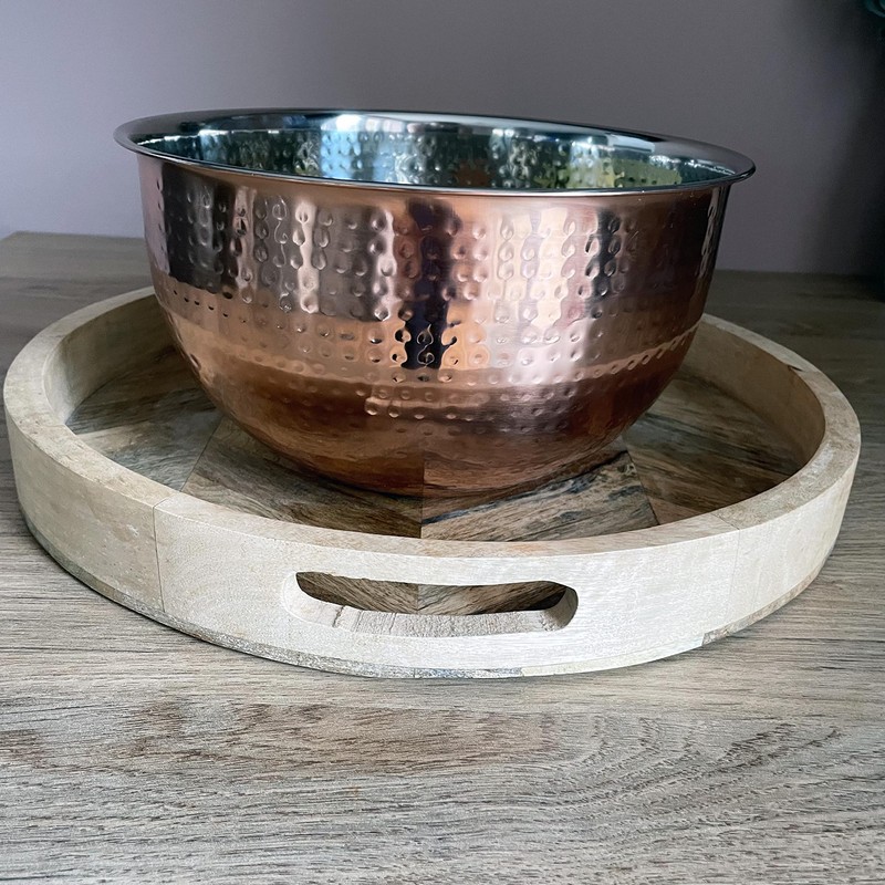 Large Hammered Copper-Style Bowl