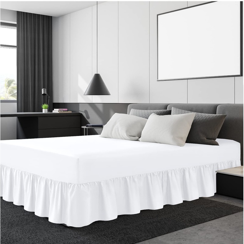 Linen Home Extra Deep Frilled Fitted Valance Sheet Double Bed