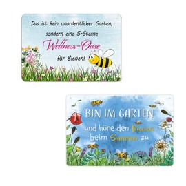 Set of 2 Tin Signs Garden 20 x 30 cm - Metal Sign with Funny Saying - Das ist kein unordentlicher garten - Bin im Garten - Vintage Decorative Gift - Weatherproof Sign