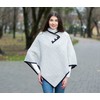 SAOL Ladies Herringbone Poncho Sweater Soft Wool Blend (Large -