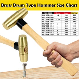 WEDO 80oz Brass Hammer,Solid Brass Mallet Hammer with Wooden Handle