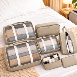 7-Piece Travel Packing Cubes Set – Foldable Luggage Organizer Bags for Clothes, Shoes & Toiletries