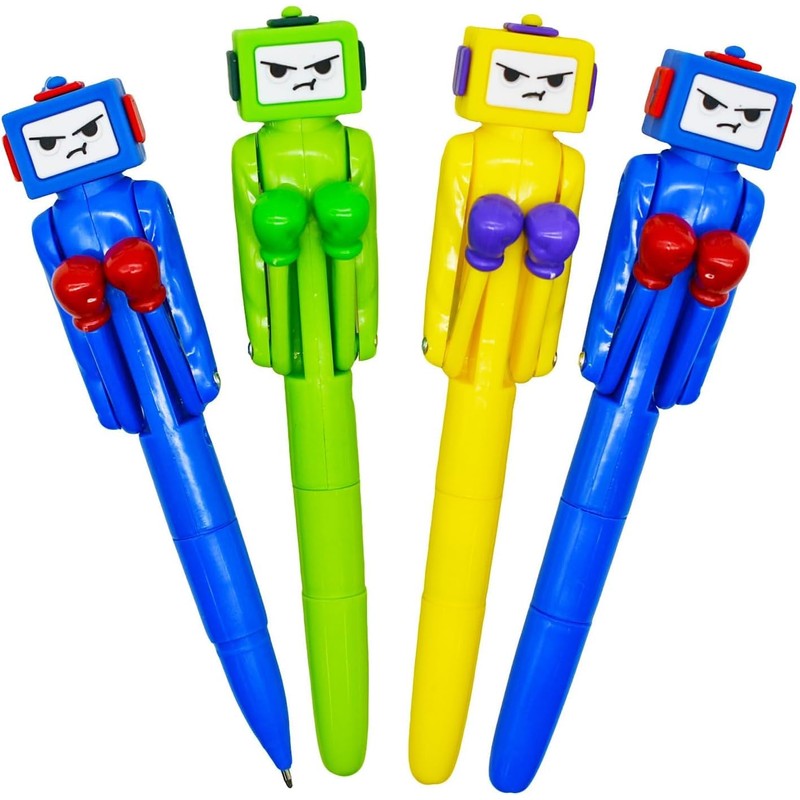 Maydahui 4-Piece Stylish Boxing Robot Ballpoint Pen, 0.04 inch (1.0